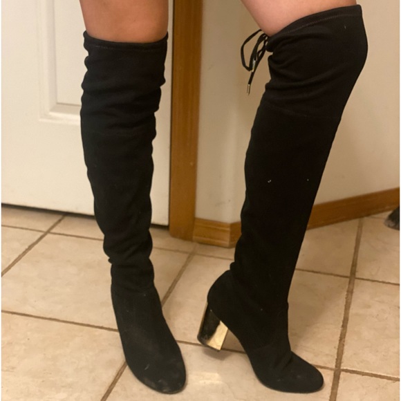 Black suede over the knee boots - Picture 1 of 11